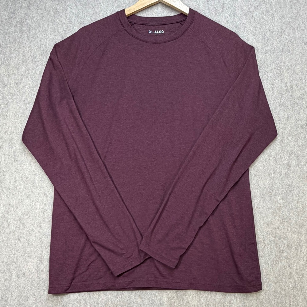01.ALGO Performance Long Sleeve Shirt Mens Medium Burgundy UV SPF 40 Athleisure